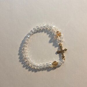 Crystal Beaded Bracelet with Cross Charm